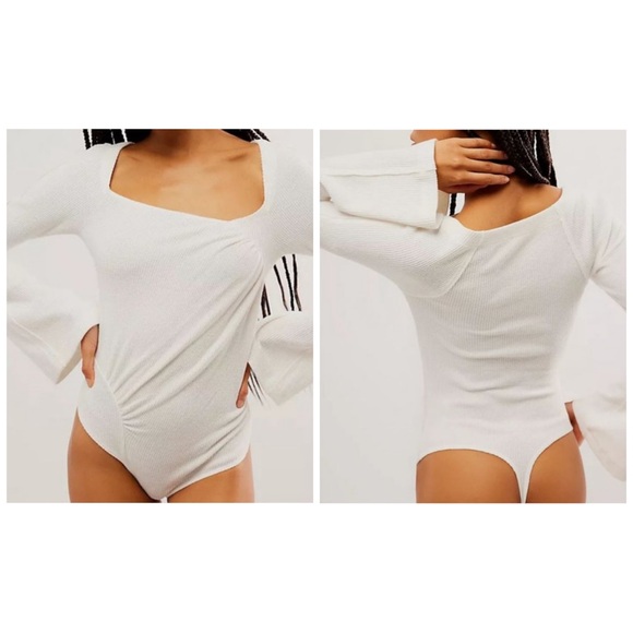 Free People On A Cloud Bodysuit Ivory/White M - Picture 3 of 5